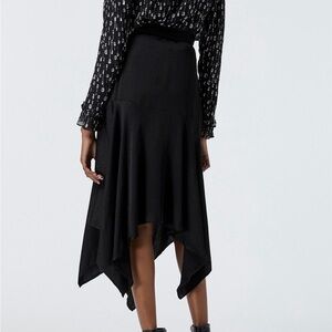 The Kooples black asymmetric skirt with star print